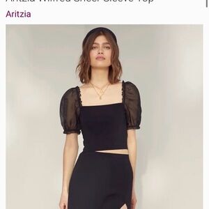 Aritzia Wilfred Sheer Top Medium Black